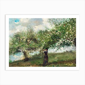 Girl Picking Apple Blossoms, Winslow Homer Art Print