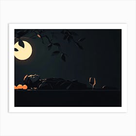 Person Laying In The Moonlight Art Print