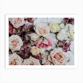 The Pink Pastel Flowers And Roses Bouquet Art Print