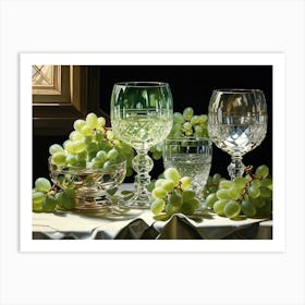 Wine Glasses And Grapes Art Print