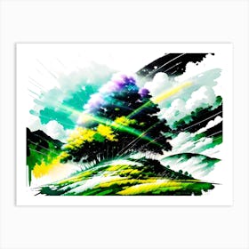 Tree On A Hill Art Print