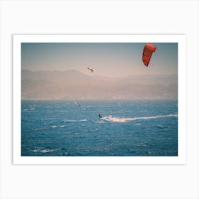 Windsurfers Sailing In The Red Sea Art Print