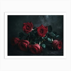 Red Roses With Dark Background Art Print