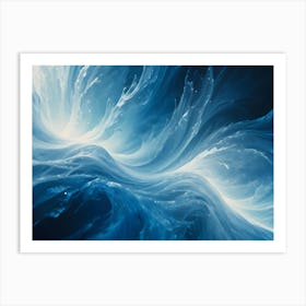 Abstract Image Of Swirling, Translucent Lines In Shades Of Blue And White Against A Dark Background, Creating A Dreamlike And Ethereal Effect Art Print