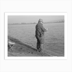 Fisherman On Banks Of Columbia River, Cowlitz County, Washington By Russell Lee 3 Art Print