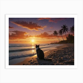 Sunset Cat Art Print