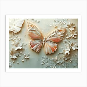 Butterfly On A White Background Art Print