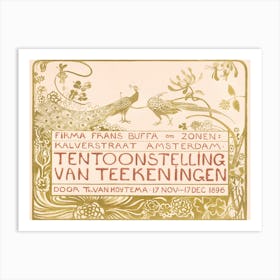 Exhibition Poster With A Peacock And A Pheasant For An Exhibition, Theo Van Hoytema Art Print