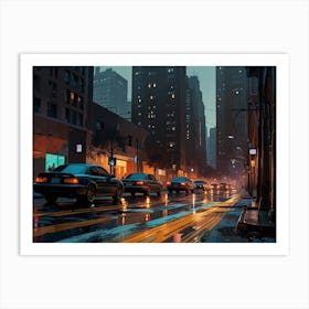 Rainy Night In New York City Art Print