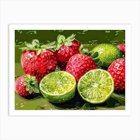 Strawberries And Limes Art Print