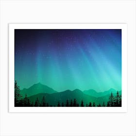 Aurora neon landscape #6 Art Print