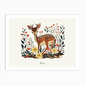 Little Floral Deer 3 Poster Art Print