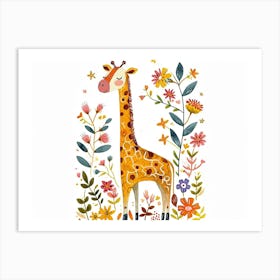 Little Floral Giraffe Art Print