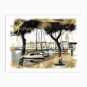 Sailboats In Port 1 Art Print