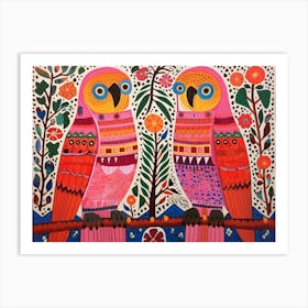 Macaw 2 Folk Style Animal Illustration Art Print