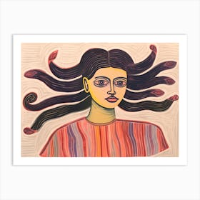 Woman With Long Hair 05 Art Print