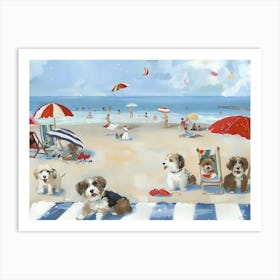 Dogs On The Beach 1 Art Print