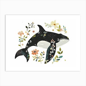 Little Floral Killer Whale Art Print