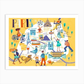 Paris Illustrated Map Art Print