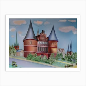 Landscape With The Holsten Gate In The City Of Lubeck In Germany Art Print