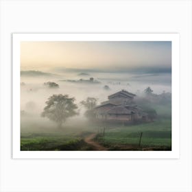 Misty Village Art Print