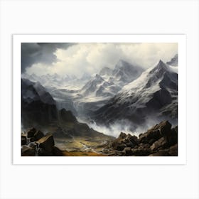 Rustic Winter Mountain Landscape Art Print