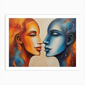 Two Women Kissing Art Print