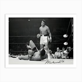 Boxer Muhammad Ali Stands Over Boxer Sonny Liston Art Print