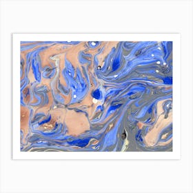 Pink And Blue Marbled Abstract Art Print