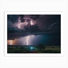 Lightning Over The Plains 2 Art Print