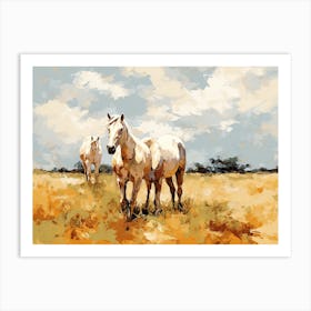 Horses Painting In Buenos Aires Province, Argentina, Landscape 4 Art Print