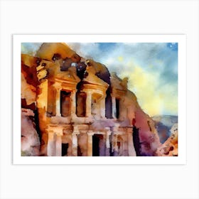 Treasury Of Petra AI watercolor Art Print