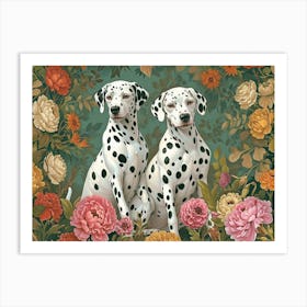 Floral Animal Illustration Dalmatian 3 Art Print