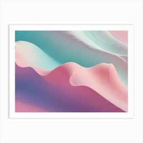 Abstract Background Of A Series Of Wavy Lines In Shades Of Pink, Blue, And White, Creating A Soft And Dreamy Design Art Print