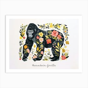 Little Floral Mountain Gorilla 1 Poster Art Print