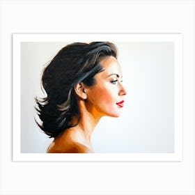 Side Profile Of Beautiful Woman Oil Painting 41 Art Print