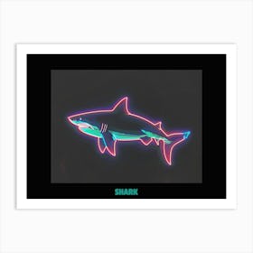 Neon Sign Inspired Shark 5 Poster Art Print