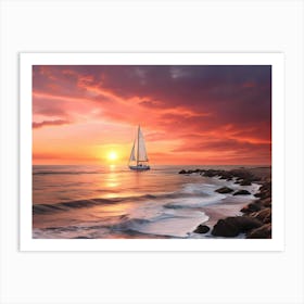 Default Seaside Sunset A Picture Of The Sun Setting Over Art Print