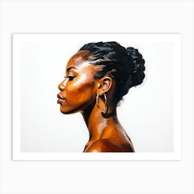 Side Profile Of Beautiful Woman Oil Painting 127 Art Print