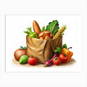 Fresh Produce In A Paper Bag Art Print