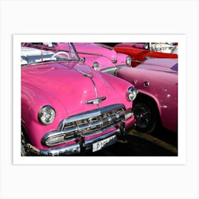 Cars Vintage Pink Cars Automobiles Automotives Art Print
