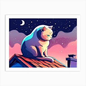 Cat On Roof Art Print