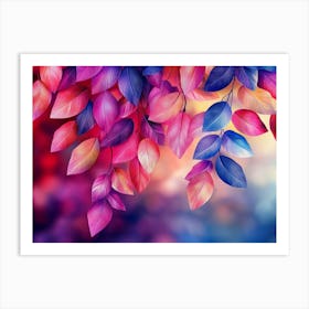 Elegant Colorful with Vibrant Leaves Hanging Branches Art Print