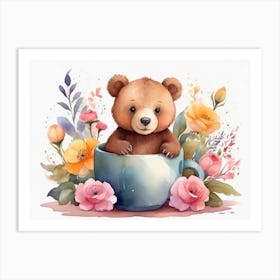 Teddy Bear In A Cup Art Print