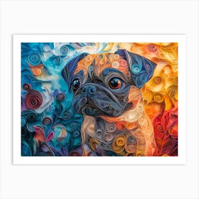 Pug Paper Quilling Dog Portrait Art Print