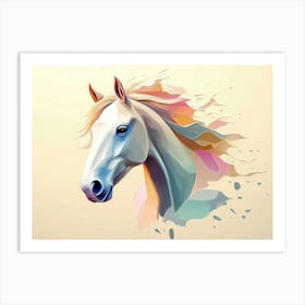 Horse Animal Abstract Art in Pastel Colors Art Print