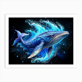 Whale With Blue Waves Art Print