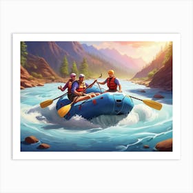 Rafting In The River Art Print