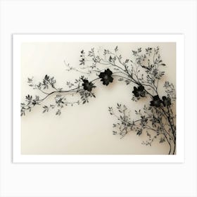 Black And White Floral Wall Art Art Print