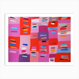 Modern Squares Print Pinks Art Print